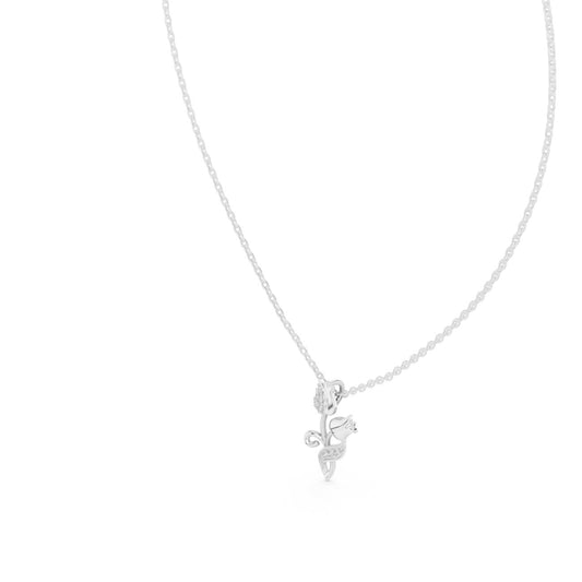 Twin Tulip Floral Drop Lab Grown Diamond Necklace