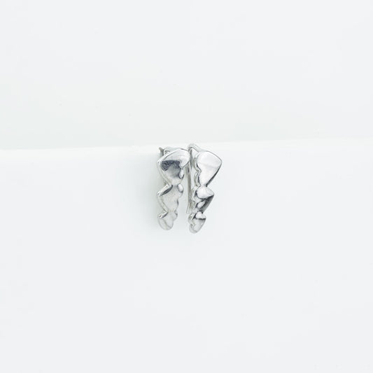 925 Sterling Silver Graduated Triple Heart Ear Climber Earrings