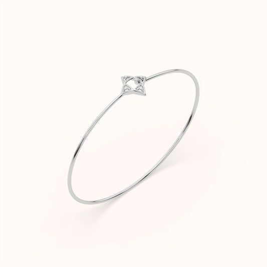 925 Sterling Silver Four-Point Starburst Lab Grown Diamond Bangle Bracelet