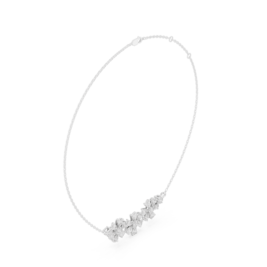 Triple Floral Pear Cut Cluster Station Lab Grown Diamond Necklace