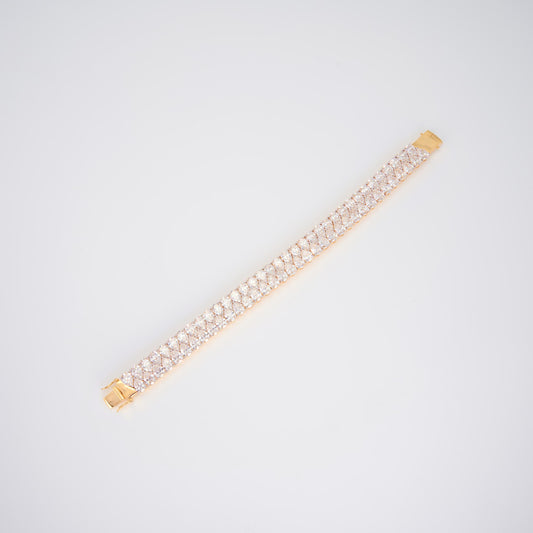 14K Solid Yellow Gold Double Row Pear Cut Lab Grown Diamond Tennis Bracelet