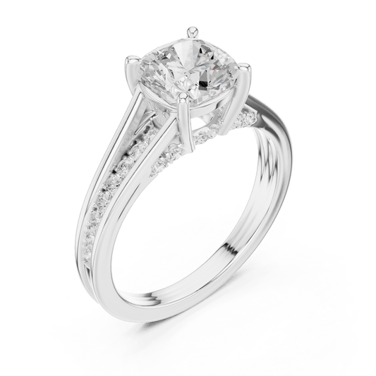 925 Sterling Silver Cushion Cut Lab Grown Diamond Solitaire Engagement Ring