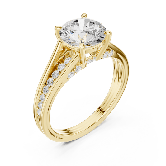 14KT Yellow Gold Radiant Cut Lab Diamond Split Shank Ring