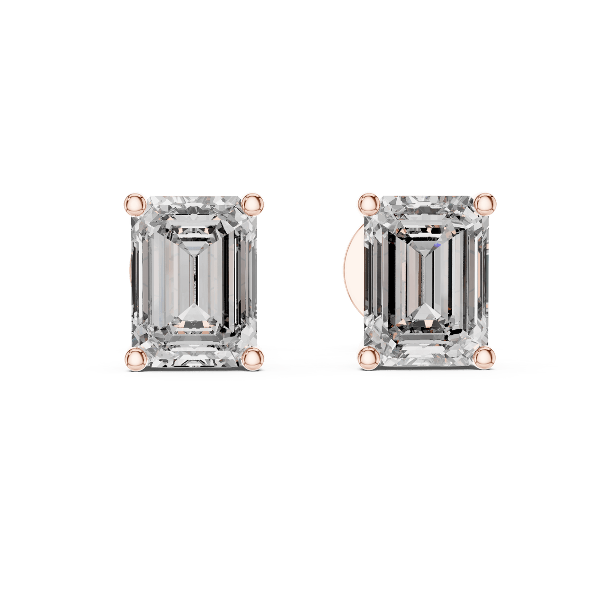 Emerald Cut Solitaire Lab Grown Diamond Earrings in 925 Silver