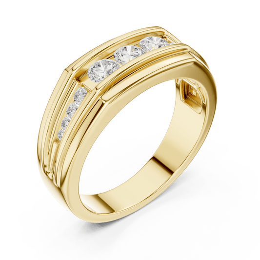 Yellow Gold Horizontal Channel-Set Men's Statement Ring
