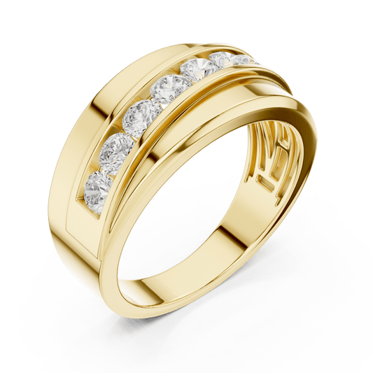 Men's Sweeping Channel Lab Grown Wedding Ring in 14KT Solid Gold