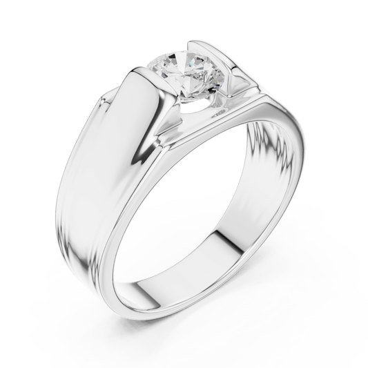 Modern Vertical Channel Solitaire Wide Band Lab Grown Diamond Ring
