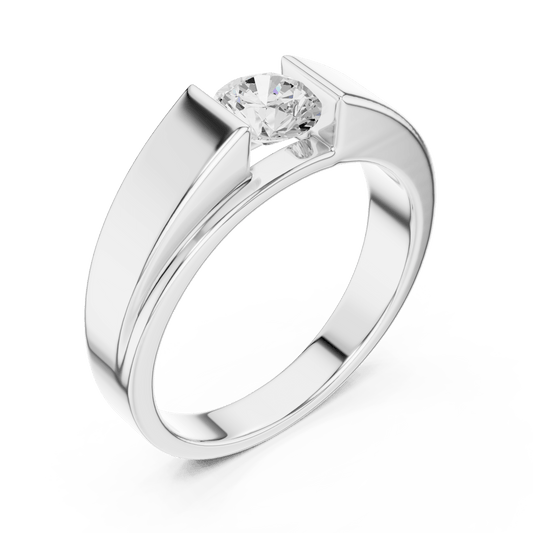 Round Solitaire Bypass Tension Set Men's Lab Grown Diamond Ring