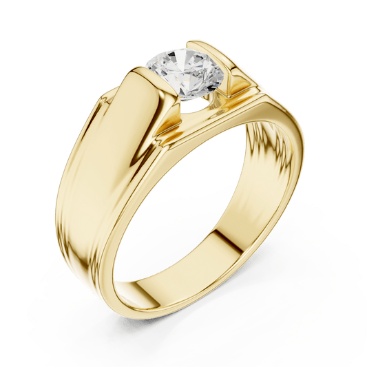 Yellow Gold Vertical Channel-Set Round Diamond Men's Band