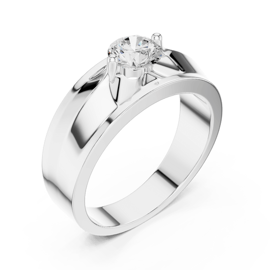 Modern Grooved Shoulder Solitaire Men's Lab Grown Diamond Ring