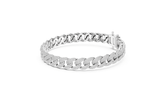 925 Sterling Silver Micro Pave Lab Grown Diamond Miami Cuban Link Bracelet