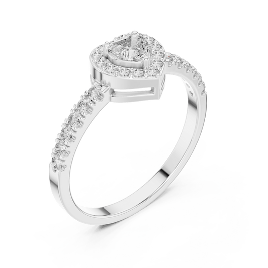 Romantic Heart Halo Pavé Band Lab Grown Diamond Ring