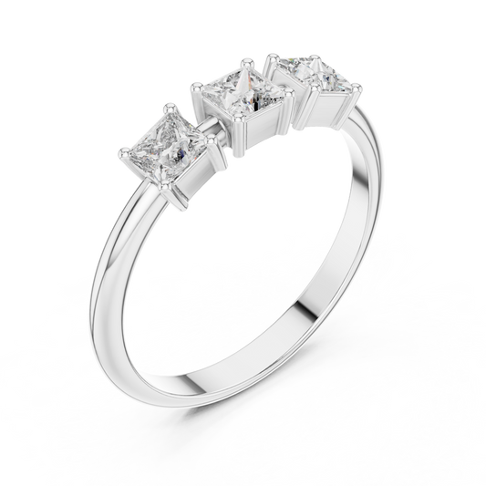 Princess Cut Three-Stone Lab Grown Diamond Ring