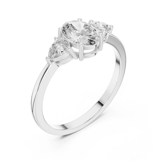 Trilogy Oval Cut Pear Accent Lab Grown Diamond Ring
