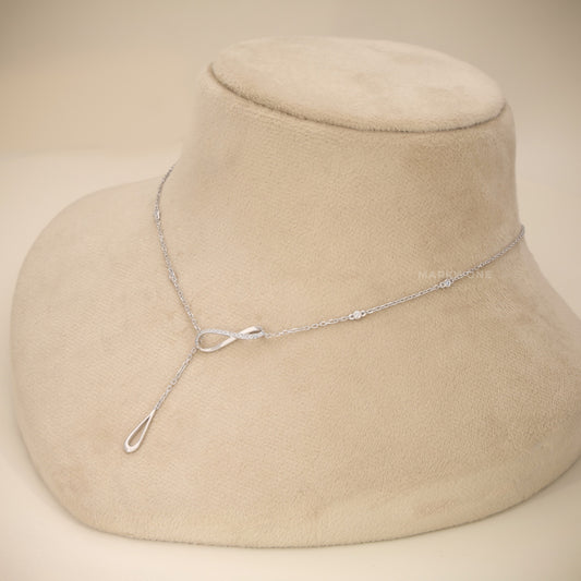 925 Sterling Silver Abstract Infinity Loop Teardrop Necklace