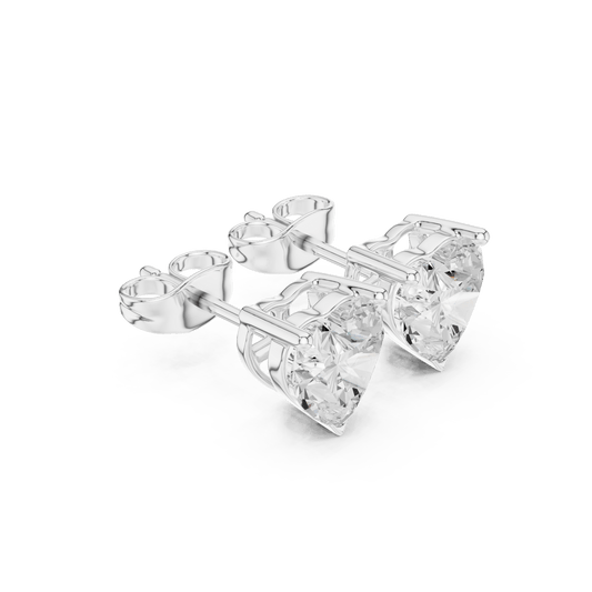 Heart Cut Solitaire Lab Grown Diamond Earrings