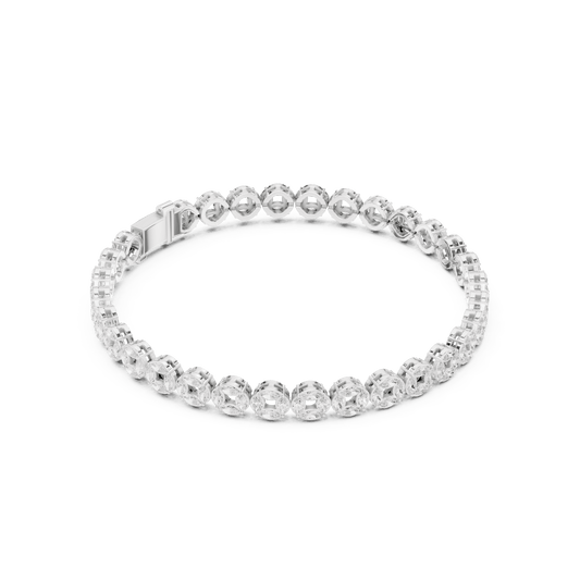 Round Halo Station Line Tennis Lab Grown Diamond Bracelet