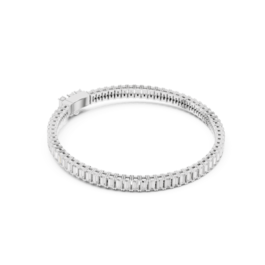 Silver Channel Set Baguette Lab Grown Diamond Tennis Bracelet