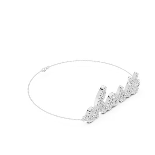 Personalized Cursive Name Diamond Chain Bracelet in 925 Sterling Silver