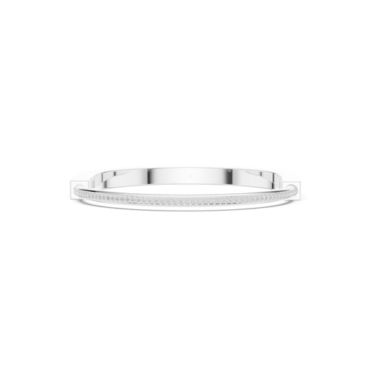Modern Half-Pavé Flat Top Bangle Lab Grown Diamond Bracelet