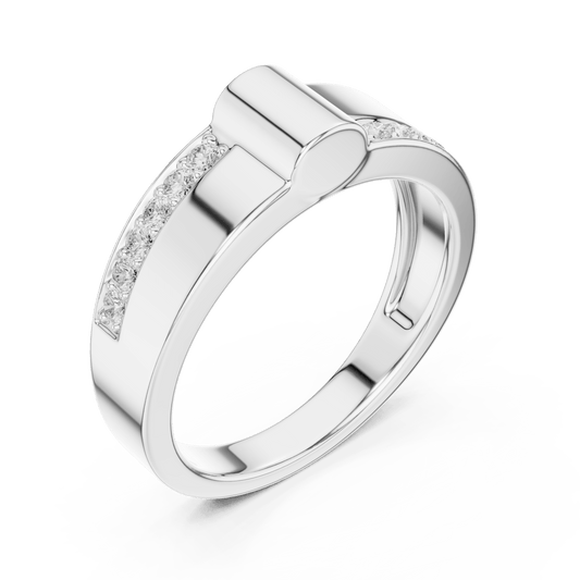 Vertical Bar Bypass Lab Grown Diamond Ring in 925 Sterling Silver