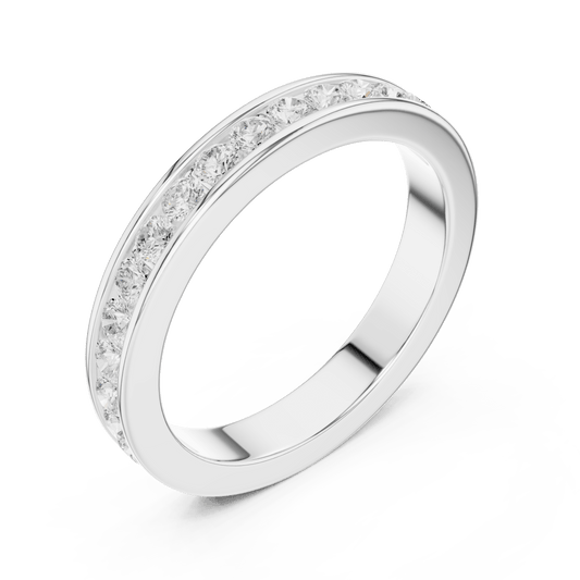 Round Cut Lab Grown Diamond Channel Eternity Ring in 925 Sterling Silver