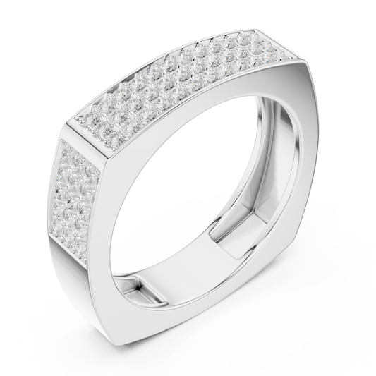 Squared Iced Out Micro Pave Lab Grown Diamond Ring in 925 Sterling Silver