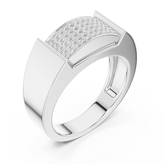 Rounded Iced Out Micro Pave Lab Grown Diamond Ring in 925 Silver