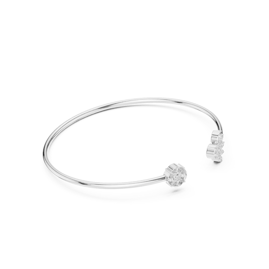 Toi et Moi Asymmetric Open End Lab Grown Diamond Cuff Bangle