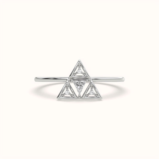 925 Sterling Silver Geometric Triforce Ruby & Lab Grown Diamond Ring
