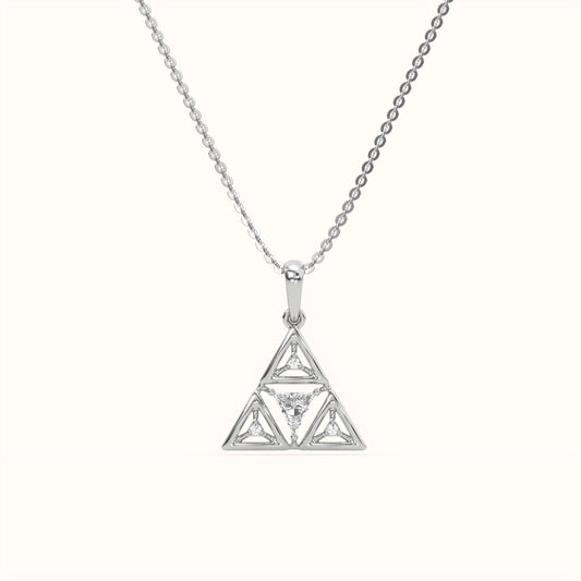 Triangular Geometric Ruby Pendant with Diamond Accents in 925 Sterling Silver