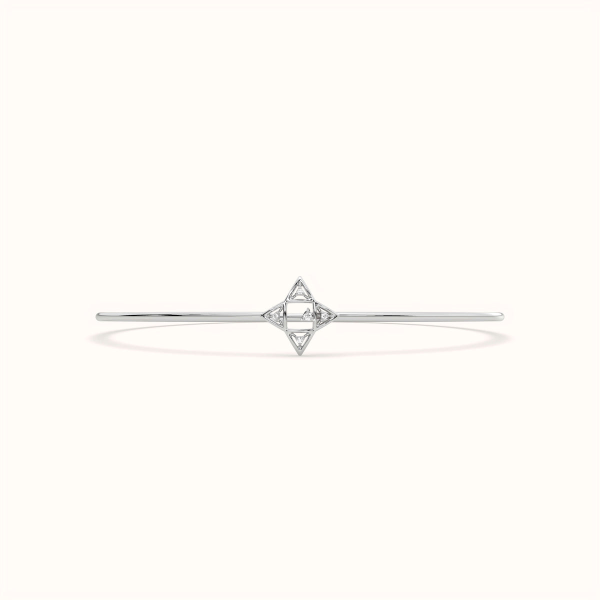 925 Sterling Silver Four-Point Starburst Lab Grown Diamond Bangle Bracelet