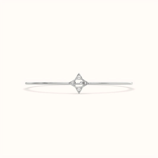 925 Sterling Silver Four-Point Starburst Lab Grown Diamond Bangle Bracelet