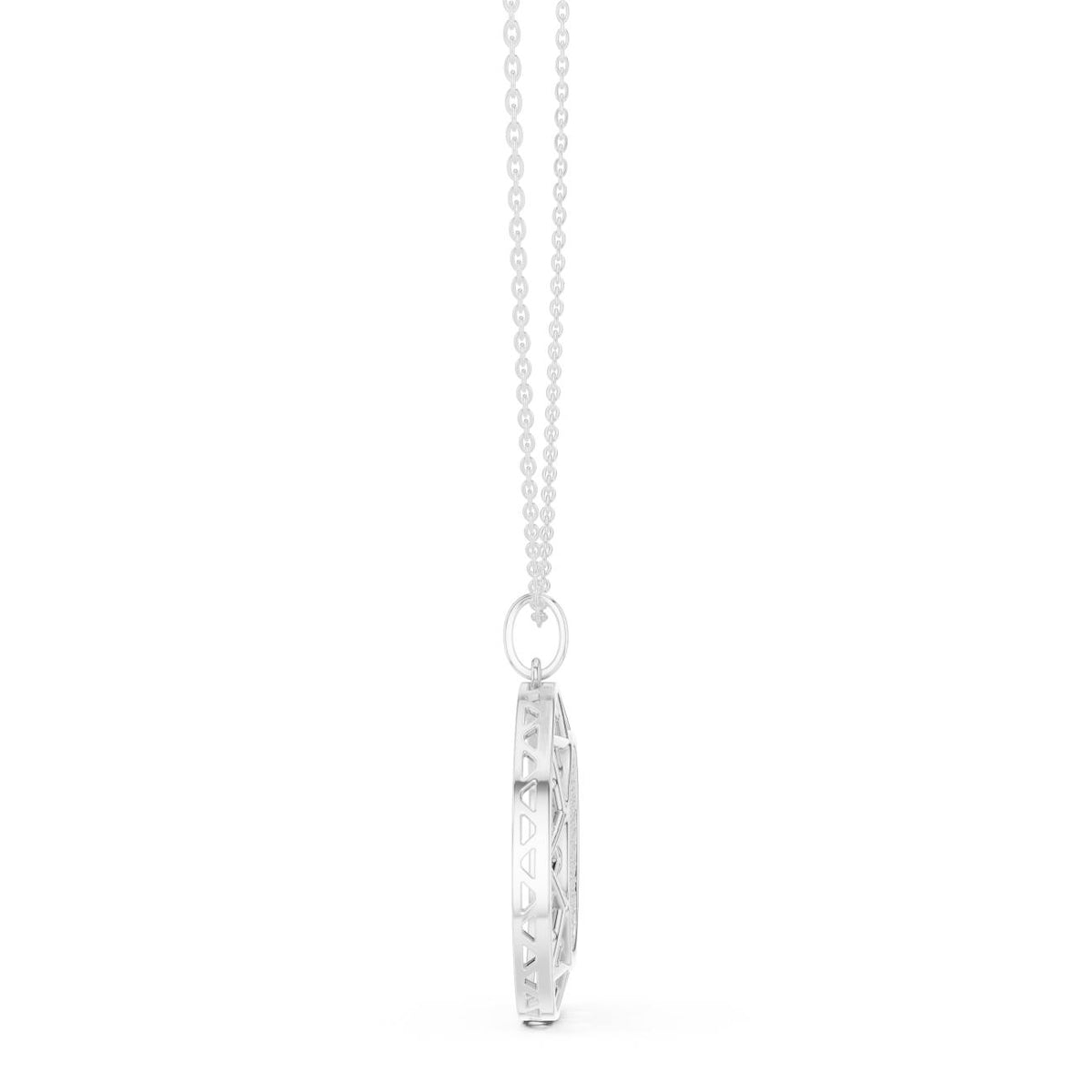 Pave Medallion Filigree Border Lab Grown Diamond Necklace