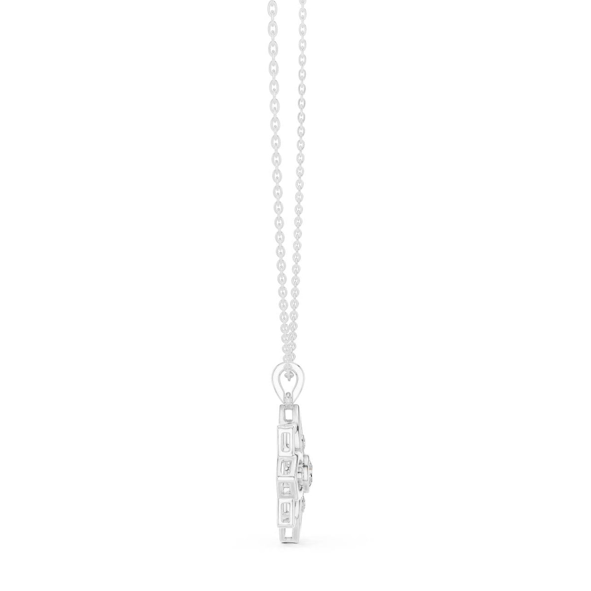 Openwork Lotus Mandala Lab Grown Diamond Pendant Necklace