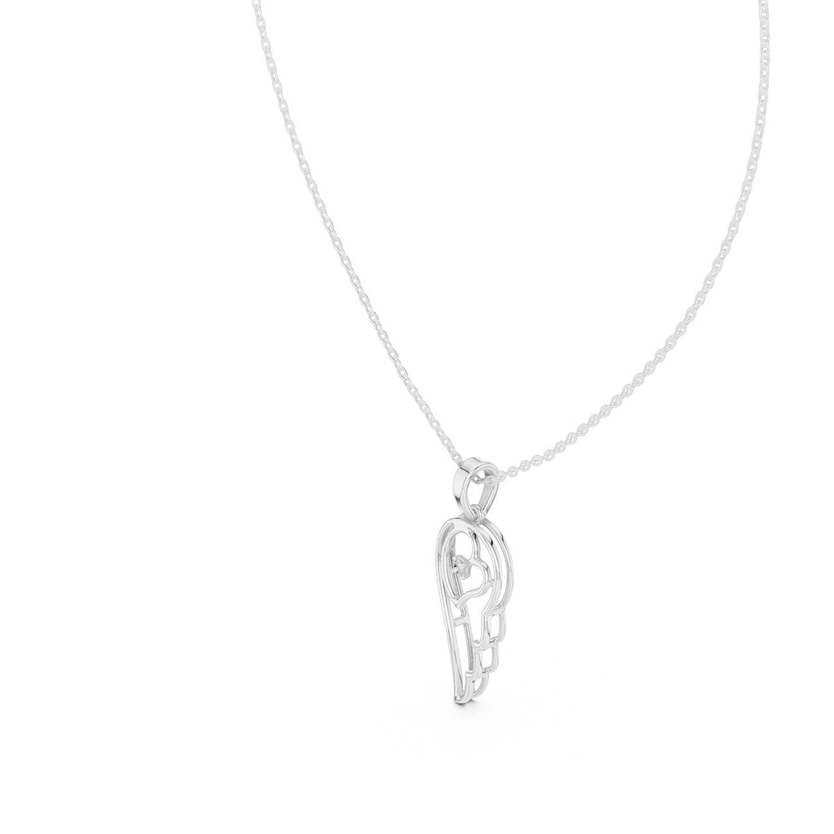 Angel Wing Heart Solitaire Lab Grown Diamond Necklace