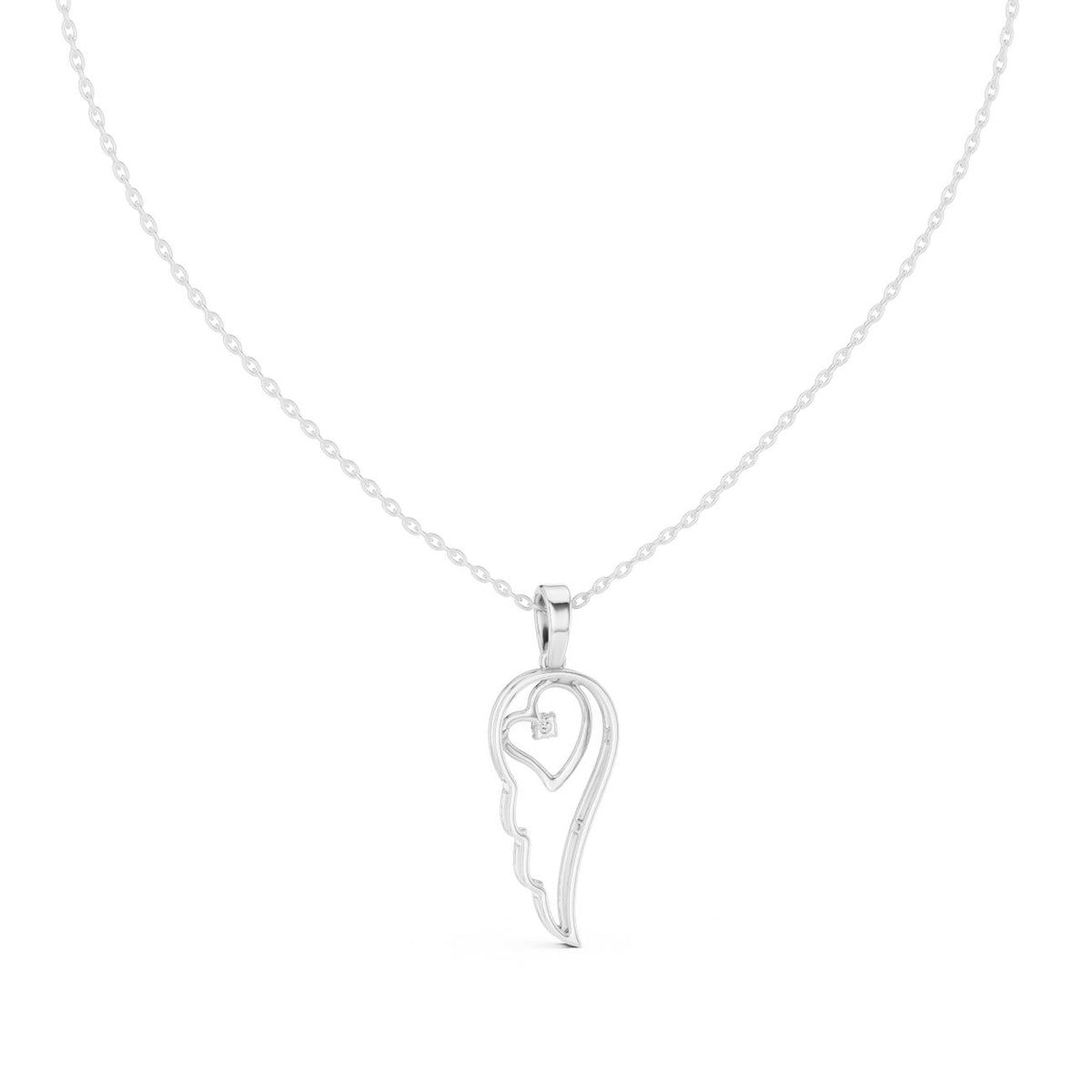 Angel Wing Heart Solitaire Lab Grown Diamond Necklace