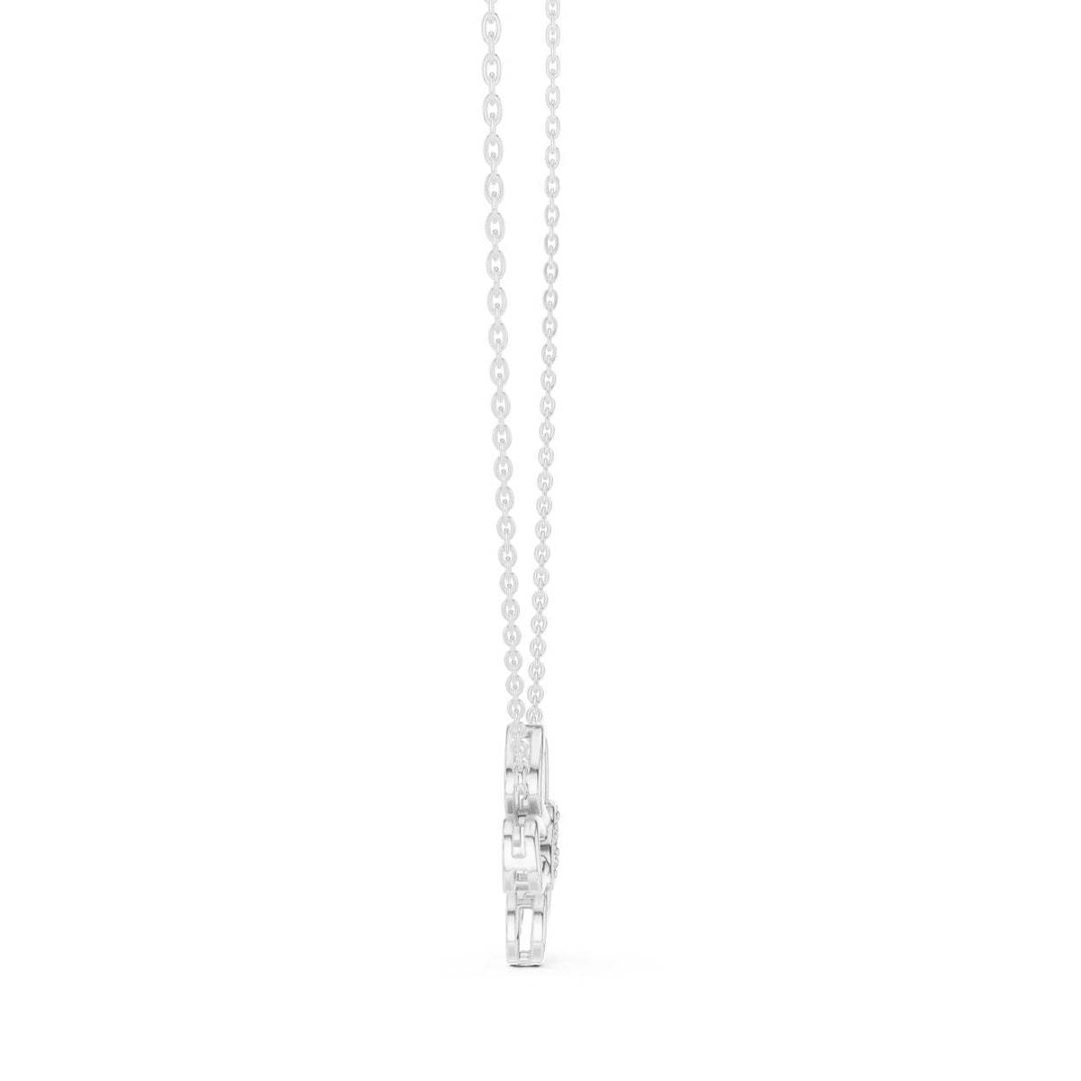 Openwork Floral Petal Marquise Accent Lab Grown Diamond Necklace
