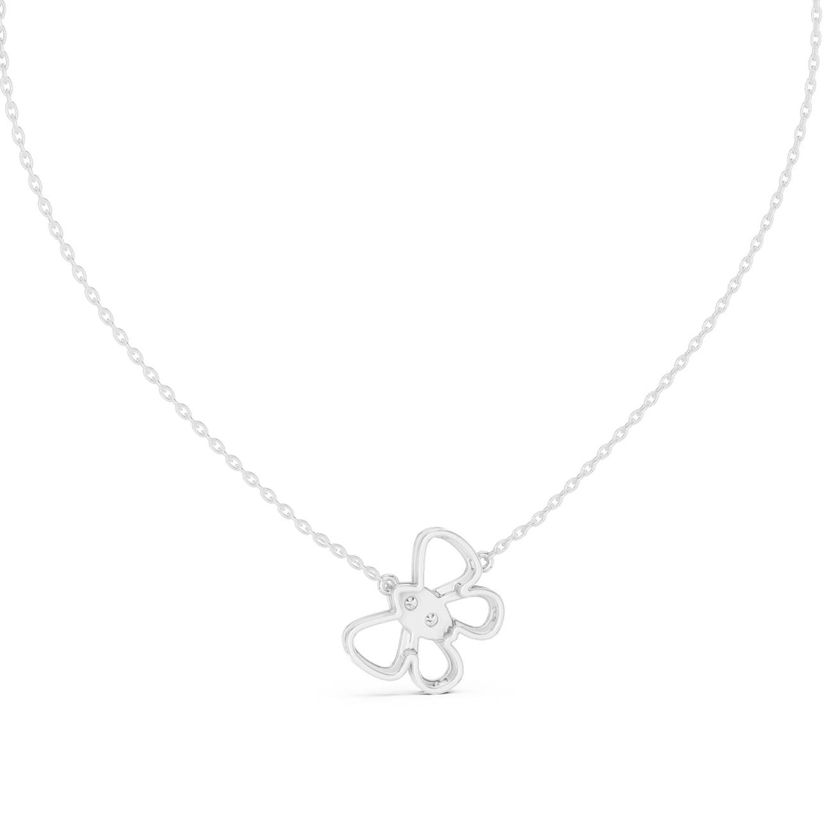 Openwork Floral Petal Marquise Accent Lab Grown Diamond Necklace