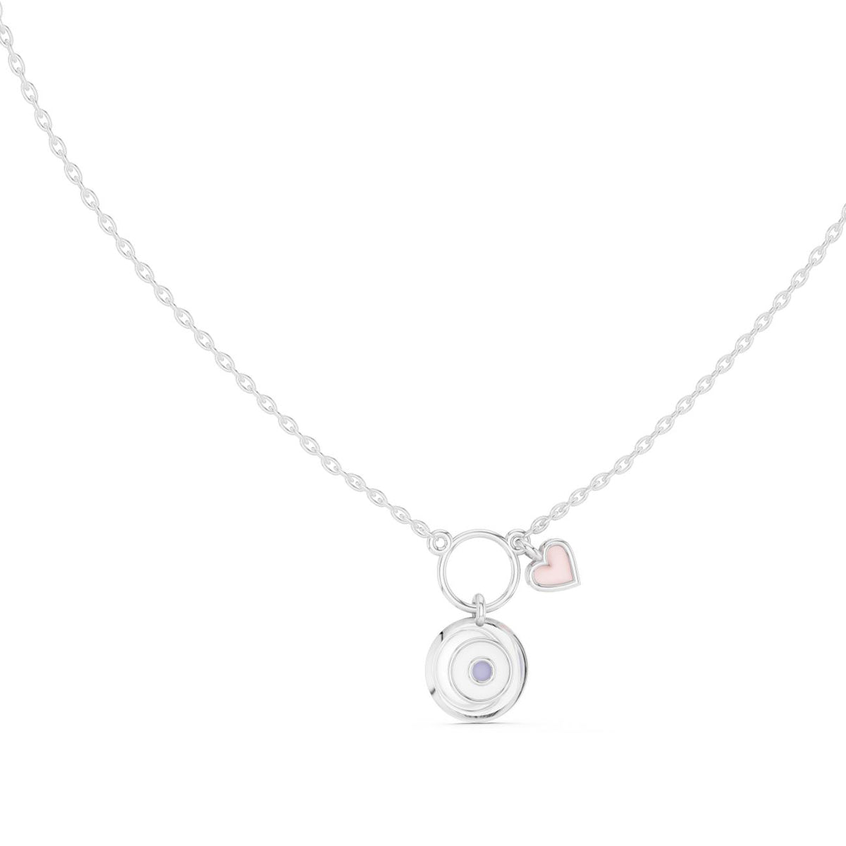 Evil Eye & Heart Charm Necklace in 925 Silver