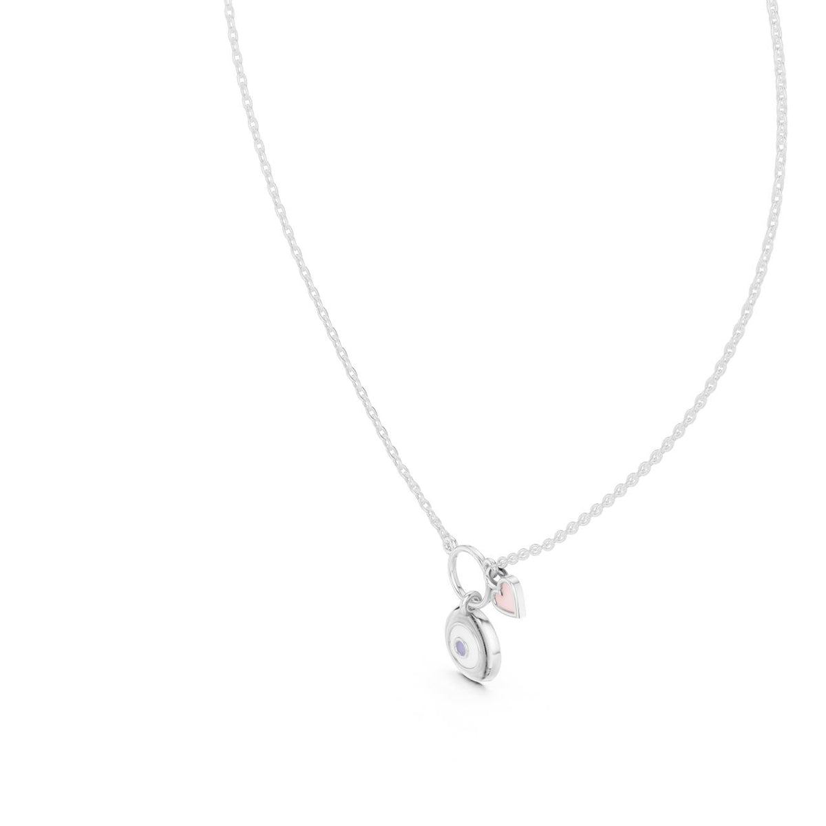 Evil Eye & Heart Charm Necklace in 925 Silver