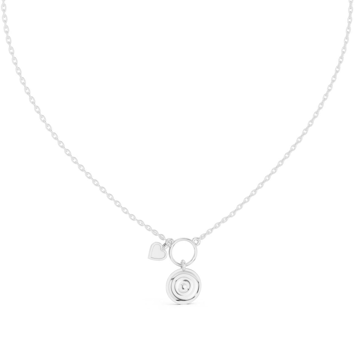 Evil Eye & Heart Charm Necklace in 925 Silver