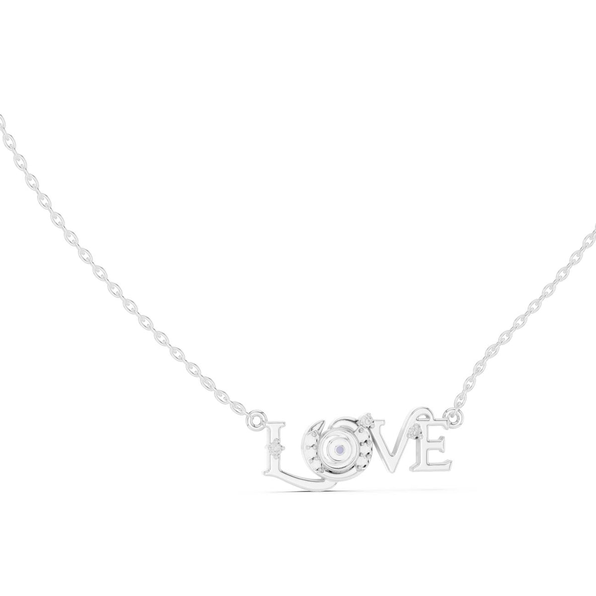 Love Script Floral Accent Lab Grown Diamond Necklace