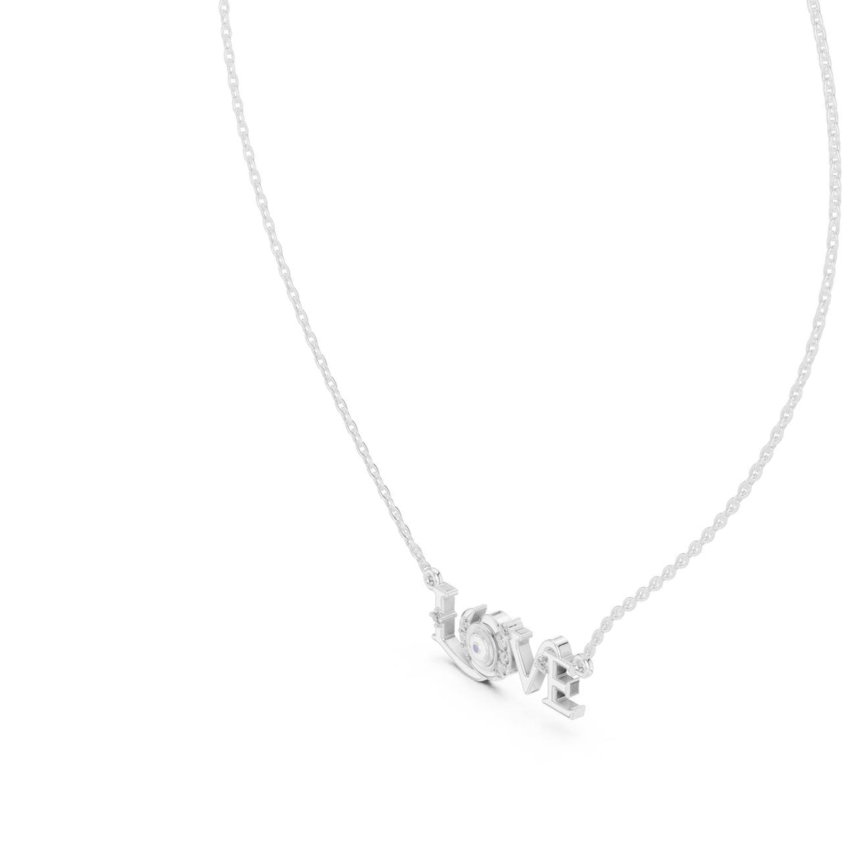 Love Script Floral Accent Lab Grown Diamond Necklace