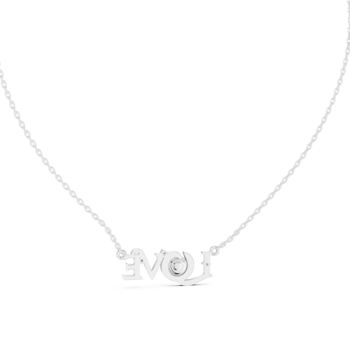 Love Script Floral Accent Lab Grown Diamond Necklace