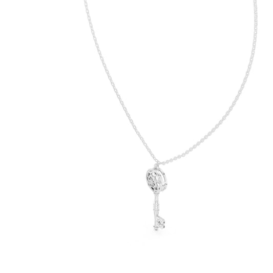 Vintage Filigree Key Solitaire Lab Grown Diamond Pendant Necklace