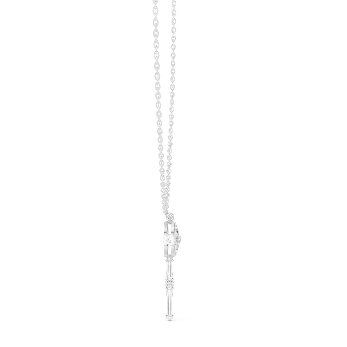 Vintage Filigree Key Solitaire Lab Grown Diamond Pendant Necklace