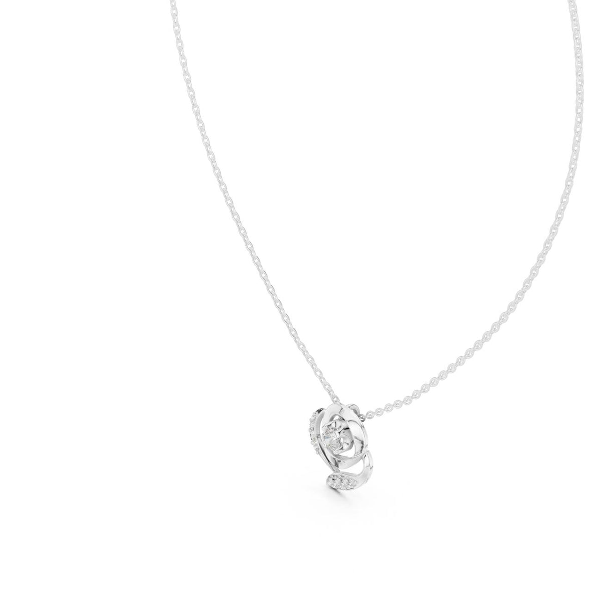 Layered Rose Motif Cluster Lab Grown Diamond Pendant Necklace