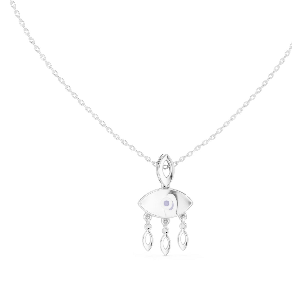 Evil Eye Charm Drop Lab Grown Diamond Necklace