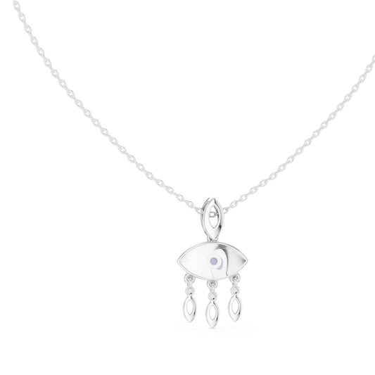 Evil Eye Charm Drop Lab Grown Diamond Necklace